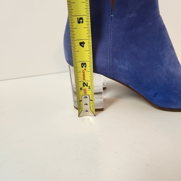 Maison Martin Margiela Blue Suede Leather Clear Heel Booties Boots Shoes 37 7 - Picture 10 of 15